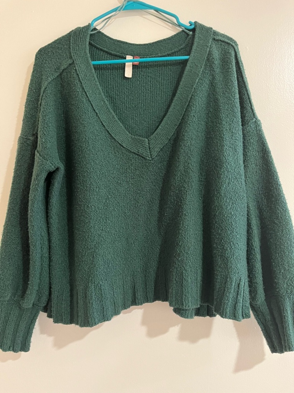 Pilcro by Anthropologie Deep Green V-Neck Textured Sweater